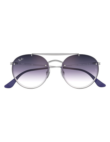 Ray Ban Rb3614n 9142/OU Round Double Bridge Blaze Azul Plata