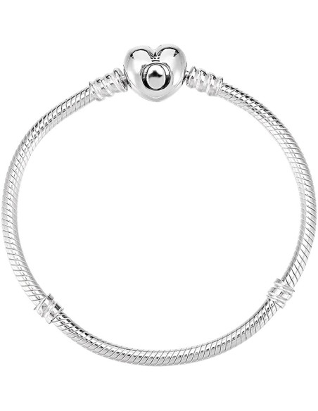 brazalete pandora de cadena de serpiente con cierre de corazón