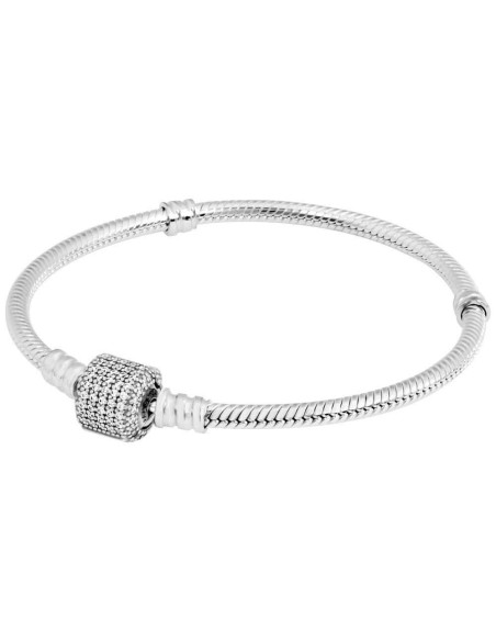Brazalete Pandora Moments cadena de serpiente con broche de pavé centelleante 590723cz