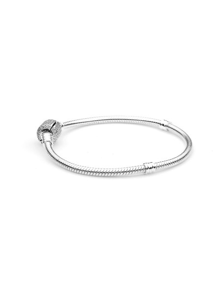 Brazalete Pandora Moments cadena de serpiente con broche de pavé centelleante 590723cz