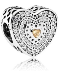 Charm Pandora Corazón en plata, circonita dorada 792081fcz 2