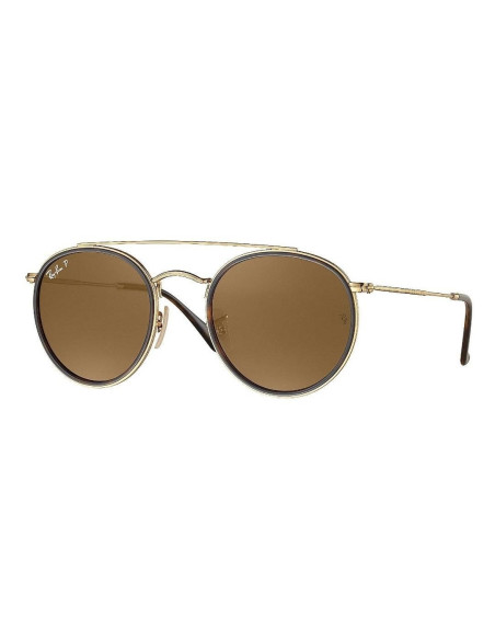 Ray Ban Rb3647n 001/57 Round Double Bridge Cafe Polarizado