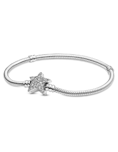 Brazalete Pandora Moments Cadena De Serpiente Cierre Estrella Asimetrica 599639C01