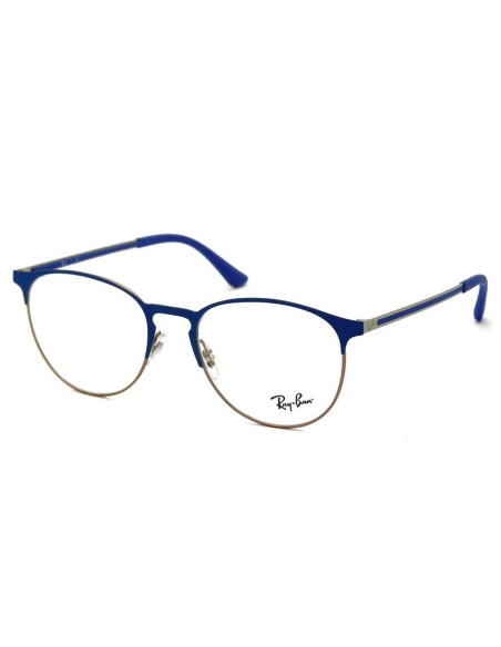 Ray Ban Oftalmico Rb6375v 3053 Round Metal Azul Dorado | Sunnies.uno