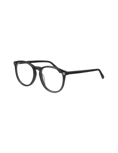 Gucci Gg0027O 001 Oftalmico Round Acetato Negro Dorado | Sunnies.uno