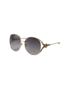 Gucci GG0225S 001 Oval Oversized Gris degradado Dorado