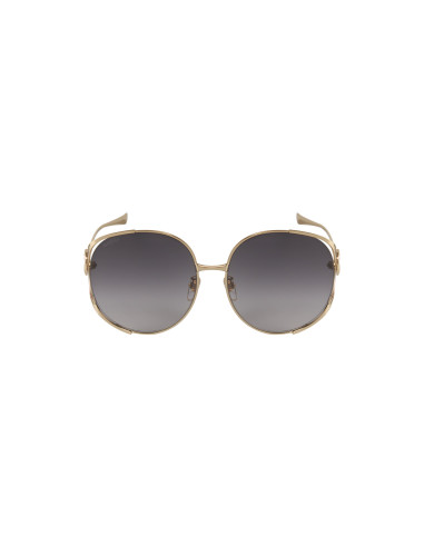 Gucci GG0225S 001 Oval Oversized Gris degradado Dorado