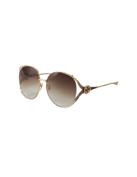 Gucci GG0225S 002 Oval Oversized Cafe degradado Dorado