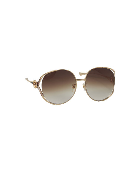 Gucci GG0225S 002 Oval Oversized Cafe degradado Dorado