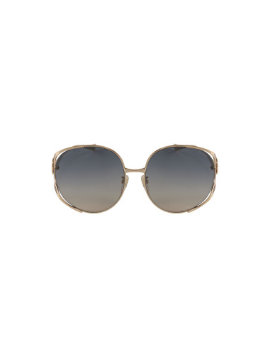 Gucci GG0225S 004 Oval Oversized Azul degradado Dorado