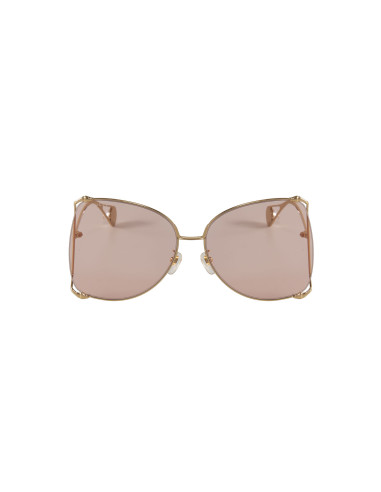 Gucci GG0252S 004 Square Shape Rosa transparente Dorado
