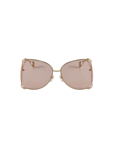Gucci GG0252S 004 Square Shape Rosa transparente Dorado