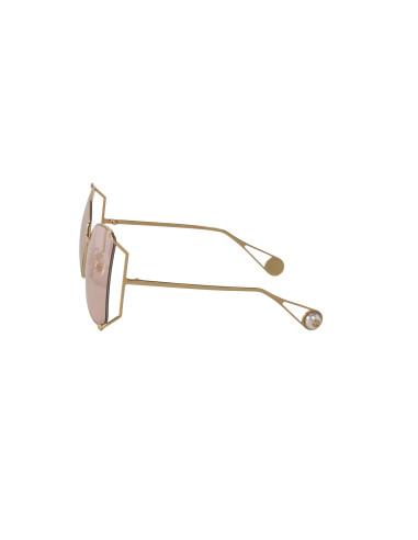 Gucci GG0252S 004 Square Shape Rosa transparente Dorado
