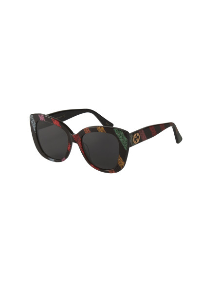 Gucci Gg0327S 003 Square Overseized Negro Rojo Azul | Sunnies.uno