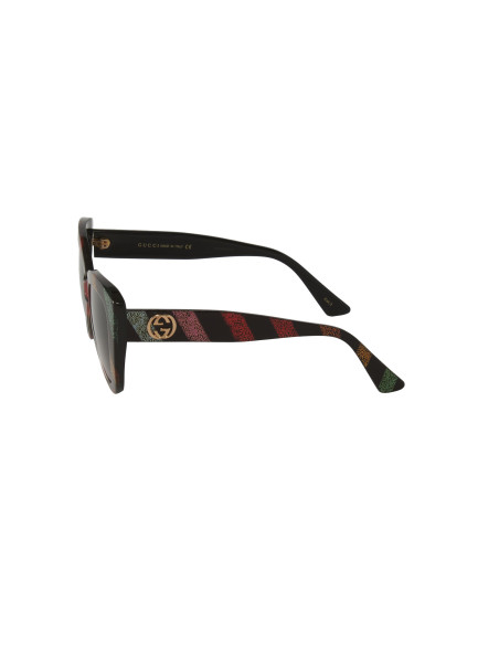 Gucci Gg0327S 003 Square Overseized Negro Rojo Azul | Sunnies.uno