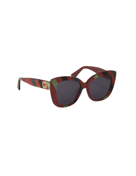 Gucci Gg0327S 005 Square Overseized Rojo Azul Negro | Sunnies.uno
