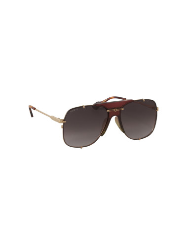 Gucci GG0739S 002 Square Shape Aviator Cafe Dorado