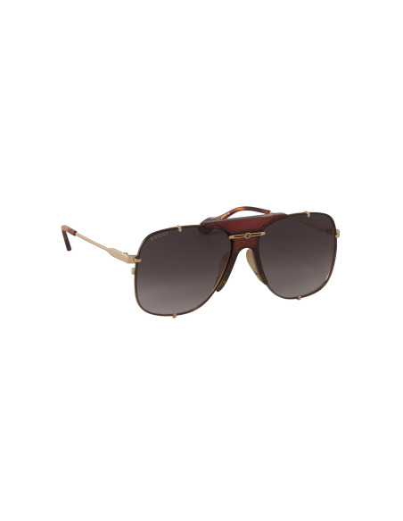 Gucci GG0739S 002 Square Shape Aviator Cafe Dorado