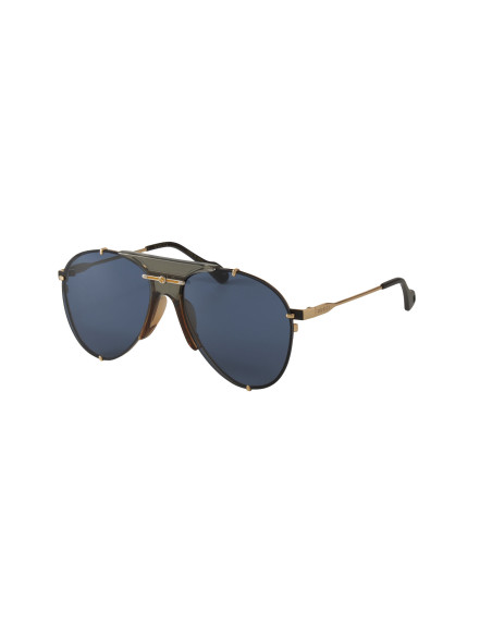 Gucci Gg0740S 002 Aviator Metal Azul Transparente Dorado | Sunnies.uno