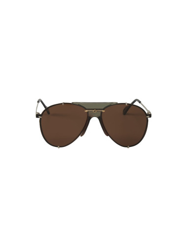 Gucci Gg0740S 003 Aviator Metal Cafe Transparente Dorado | Sunnies.uno
