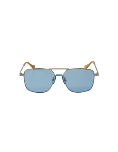 Gucci GG0743S 003 Aviator Square Metal Azul transparente Plata | Su...