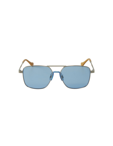 Gucci GG0743S 003 Aviator Square Metal Azul transparente Plata | Su...