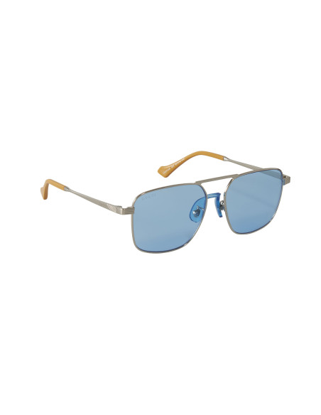 Gucci GG0743S 003 Aviator Square Metal Azul transparente Plata | Su...