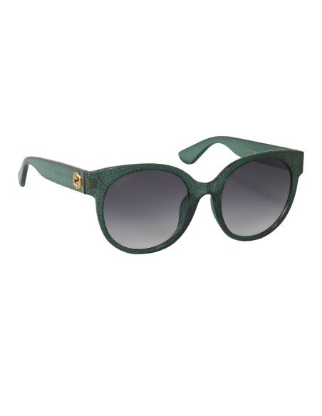 Gucci Gg0035s 006 Round Shape Verde Brillante Gris degradado | Sunn...