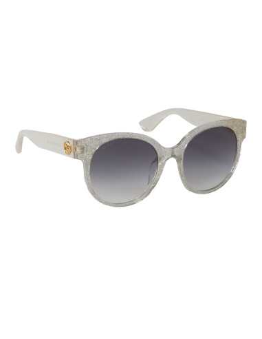 Gucci Gg0035s 007 Round Shape Transparente Brillante Gris degradado...