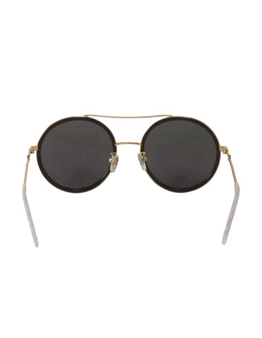 Gucci Gg0061s 014 Round Double Bridge Negro Espejo dorado | Sunnies...