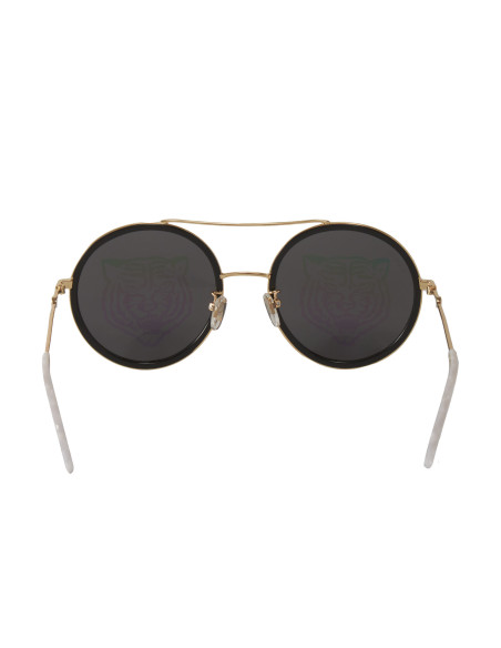 Gucci Gg0061s 014 Round Double Bridge Negro Espejo dorado | Sunnies...