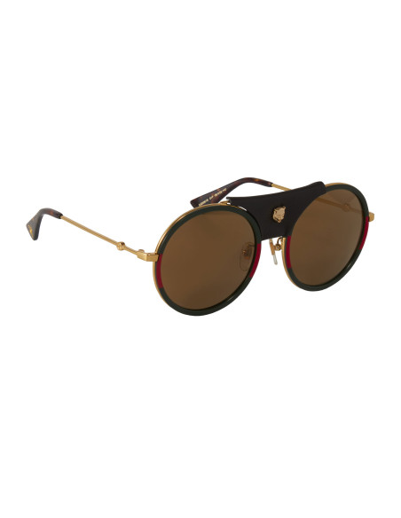 Gucci Gg0061s 017 Round Double Bridge Negro Clasico Piel  | Sunnies.uno