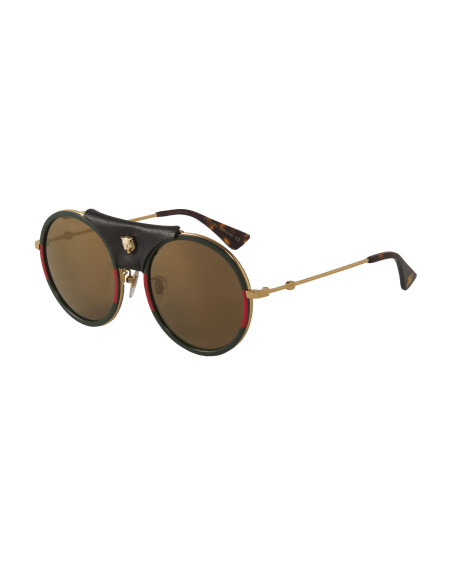 Gucci Gg0061s 017 Round Double Bridge Negro Clasico Piel  | Sunnies.uno