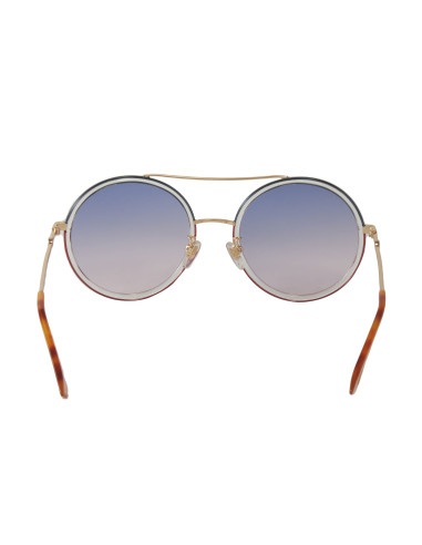 Gucci Gg0061s 023 Round Double Bridge Azul Vino Degradado Dorado | ...