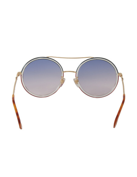 Gucci Gg0061s 023 Round Double Bridge Azul Vino Degradado Dorado | ...
