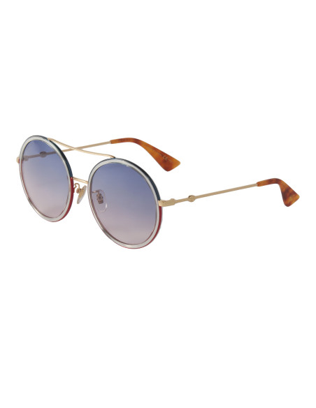 Gucci Gg0061s 023 Round Double Bridge Azul Vino Degradado Dorado | ...