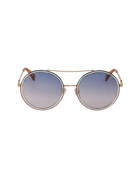 Gucci Gg0061s 023 Round Double Bridge Azul Vino Degradado Dorado | ...
