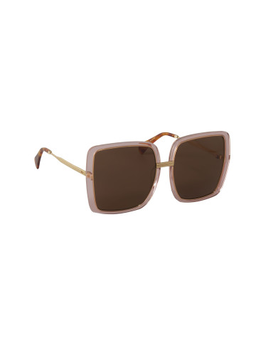 Gucci Gg0903s 002 Square Shape Oversized Rosa transparente Cafe