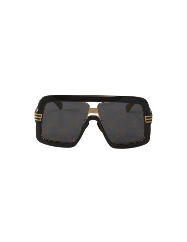 Gucci GG0900S 001 Aviator Oversized Negro Espejo Dorado