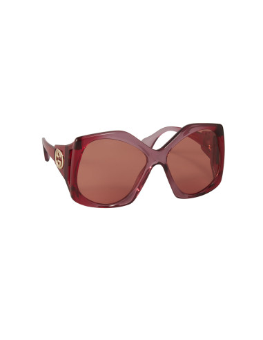 Gucci GG0875S 003 Heptagon Oversized Vino Rosa Transparente  | Sunni...