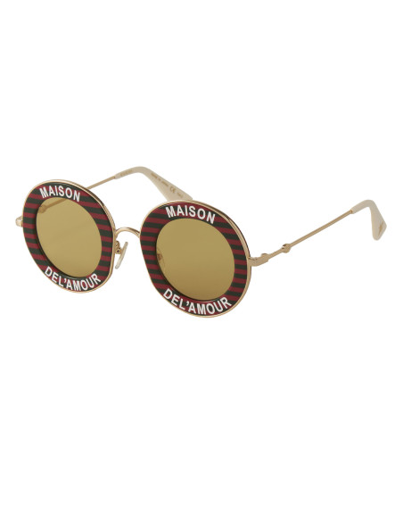 Gucci Gg0113s 007 Round Maison Del' Amour Rojo Amarillo Icon | Sunn...