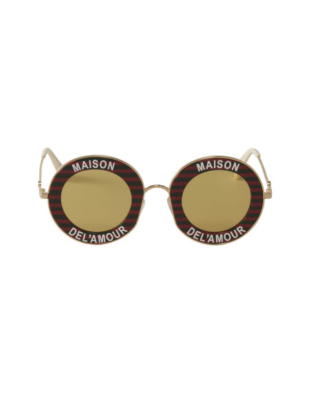 Gucci Gg0113s 007 Round Maison Del' Amour Rojo Amarillo Icon | Sunn...