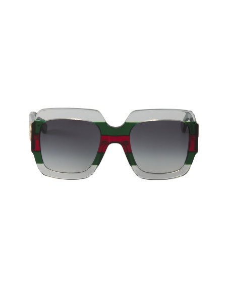 Gucci Gg0178s 001 Oversized Square Gris degradado Verde Rojo Origin...