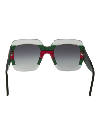 Gucci Gg0178s 001 Oversized Square Gris degradado Verde Rojo Origin...