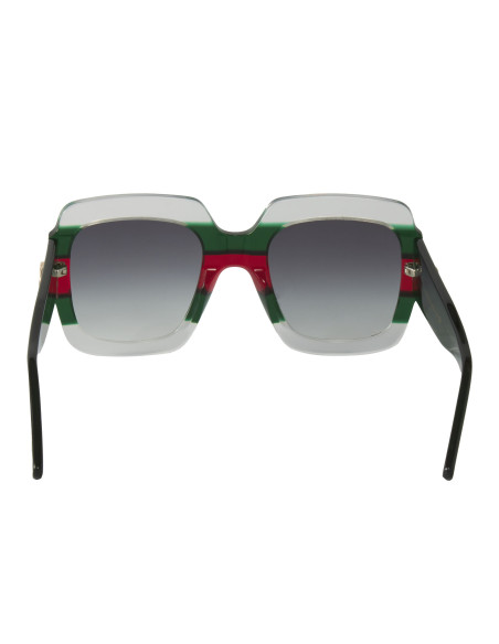 Gucci Gg0178s 001 Oversized Square Gris degradado Verde Rojo Origin...