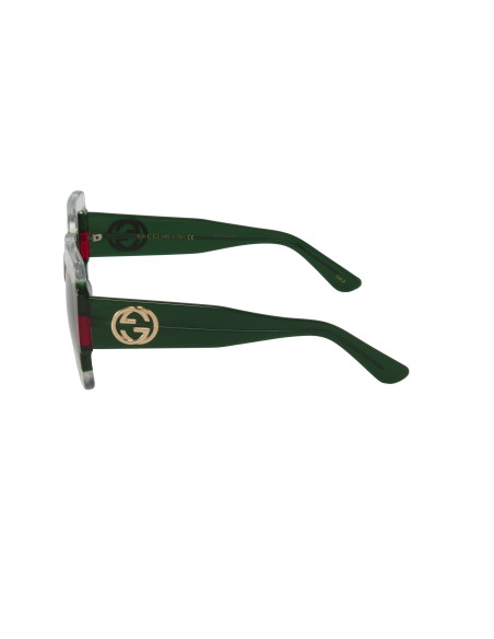 Gucci Gg0178s 001 Oversized Square Gris degradado Verde Rojo Origin...