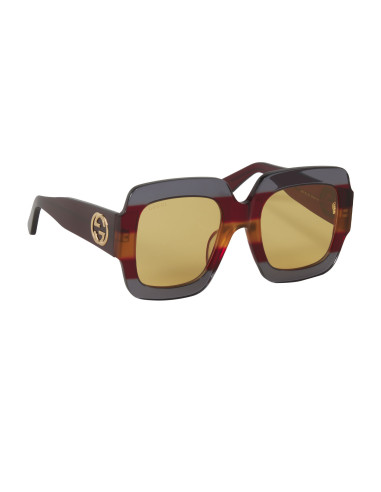 Gucci Gg0178s 002 Oversized Square Rojo Azul Cafe Original | Sunnie...