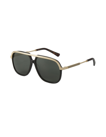 Gucci Gg0200S 001 Aviator Square Metal Negro Dorado Original