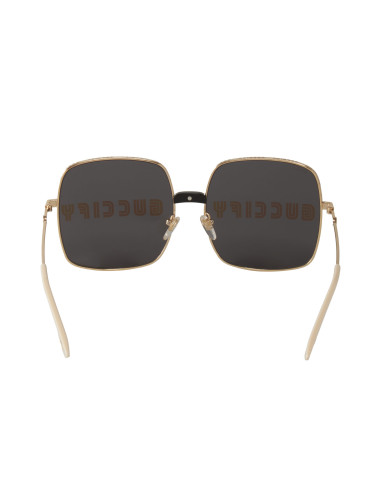 Gucci Gg0414S 002 Square Metal Negro Dorado | Sunnies.uno