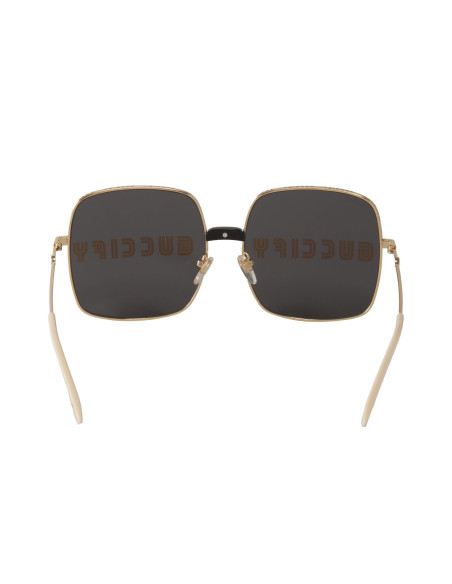 Gucci Gg0414S 002 Square Metal Negro Dorado | Sunnies.uno